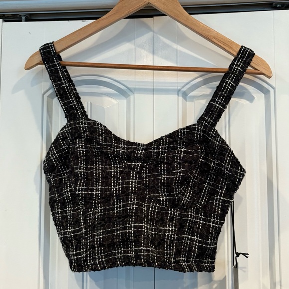 Japna Tops - Japna Black And White Tweed Crop Top Size Medium‎